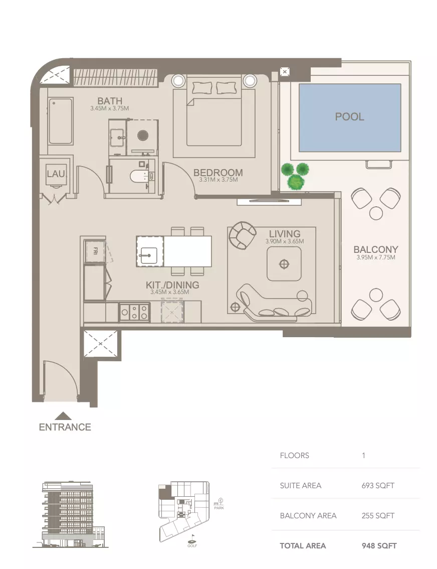 typeSize floor plan for Golf Grove