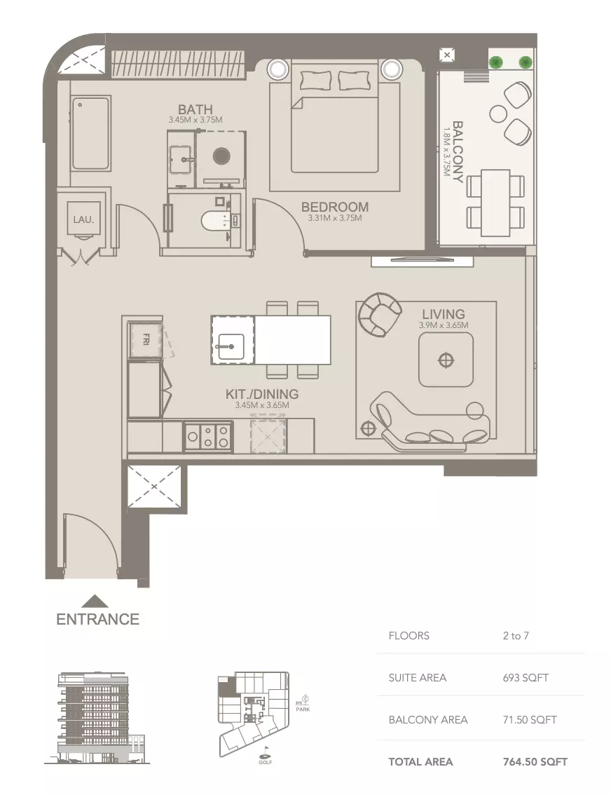 typeSize floor plan for Golf Grove