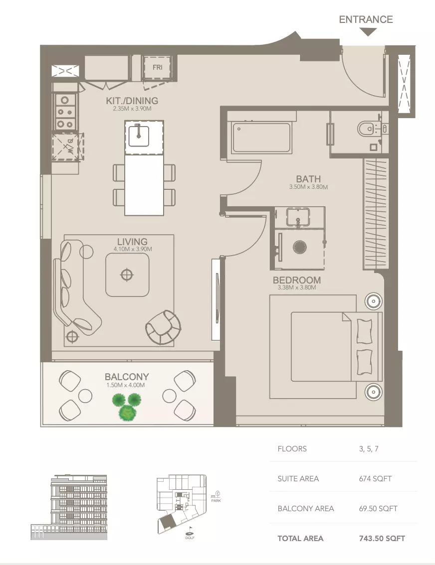 typeSize floor plan for Golf Grove