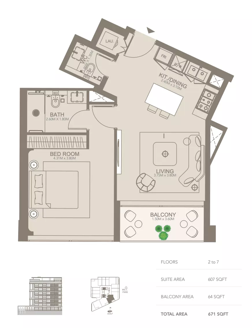 typeSize floor plan for Golf Grove