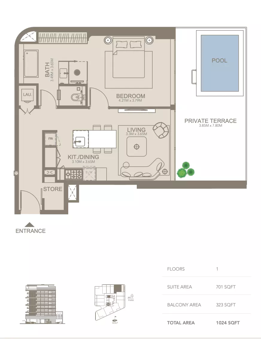 typeSize floor plan for Golf Grove