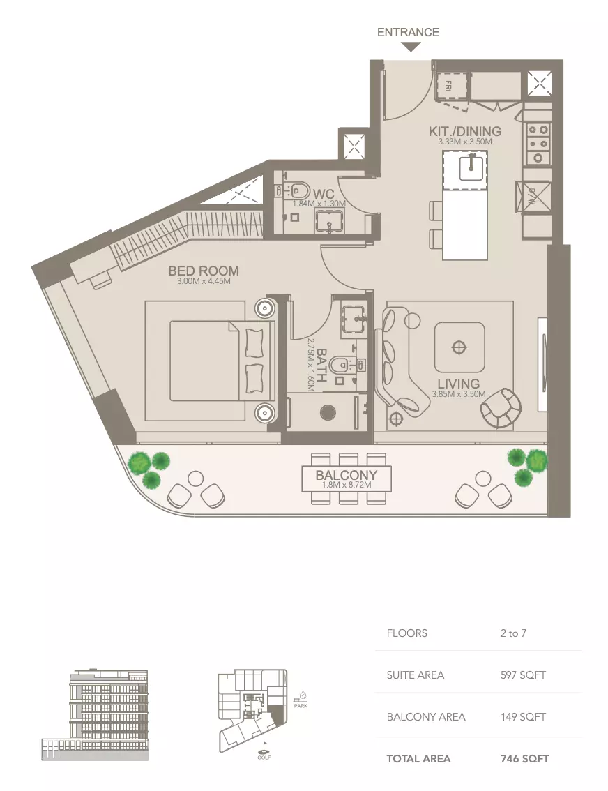 typeSize floor plan for Golf Grove