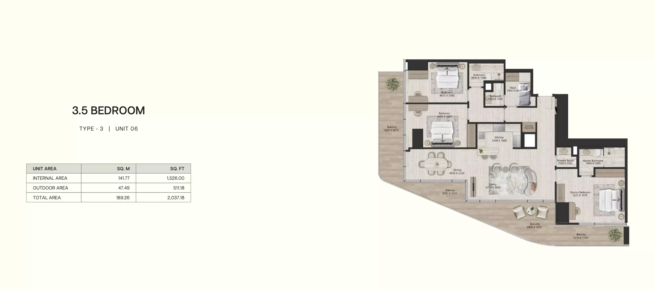 typeSize floor plan for IL VENTO