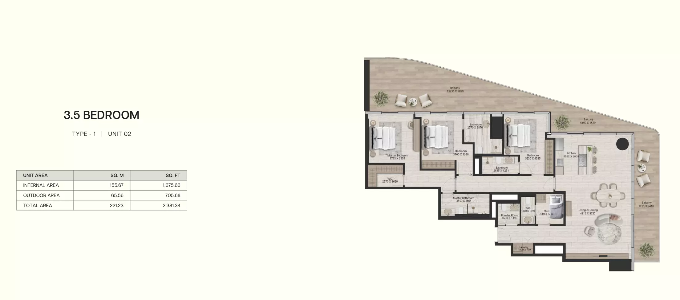 typeSize floor plan for IL VENTO