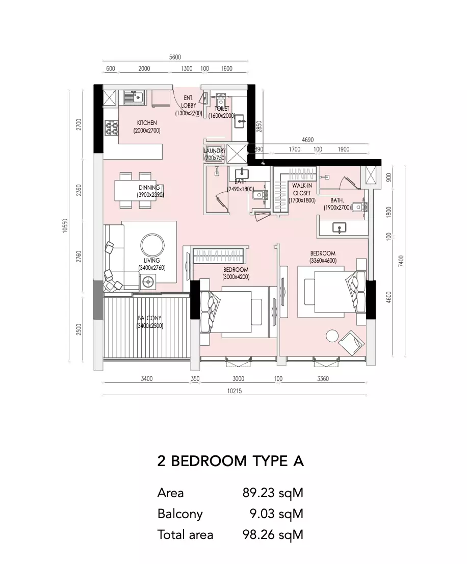 typeSize floor plan for Imperial Residence