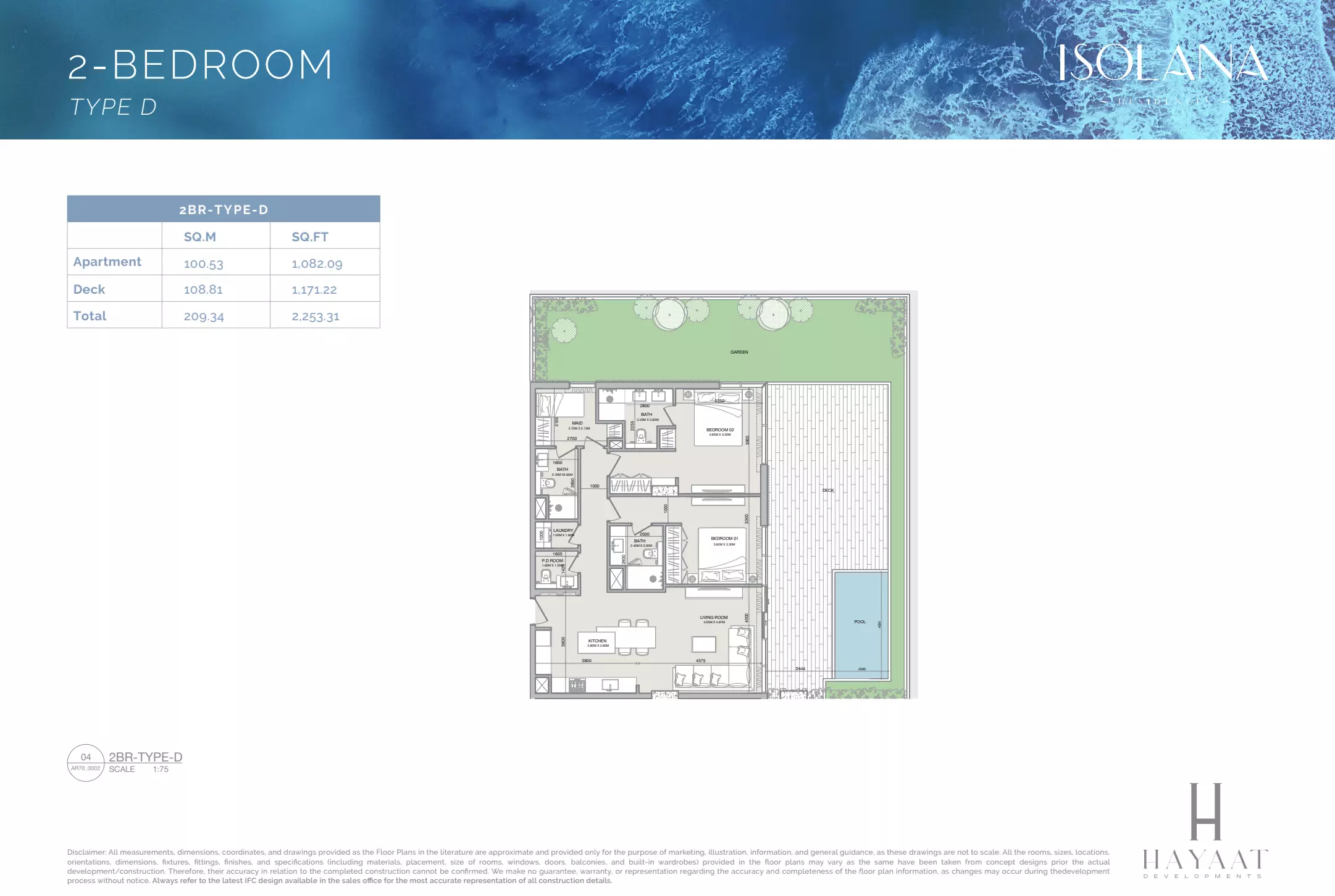 typeSize floor plan for Isolana Residences