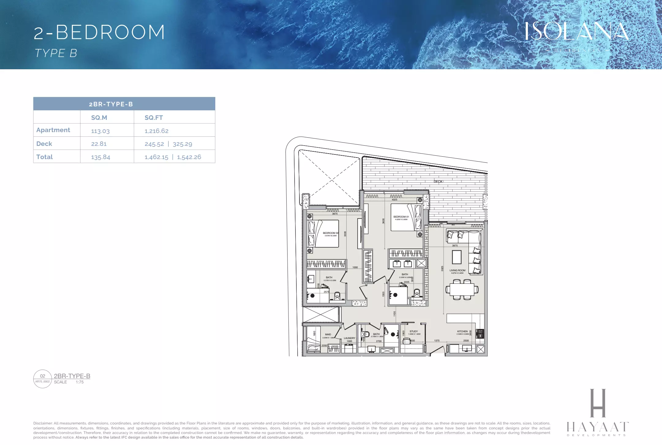 typeSize floor plan for Isolana Residences
