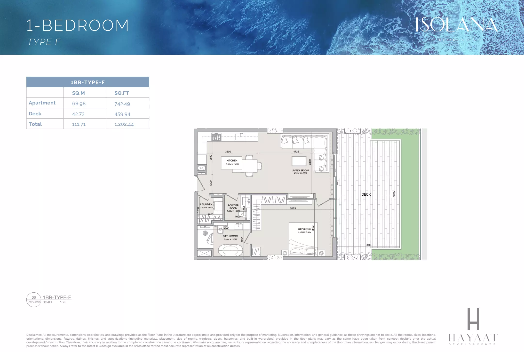 typeSize floor plan for Isolana Residences