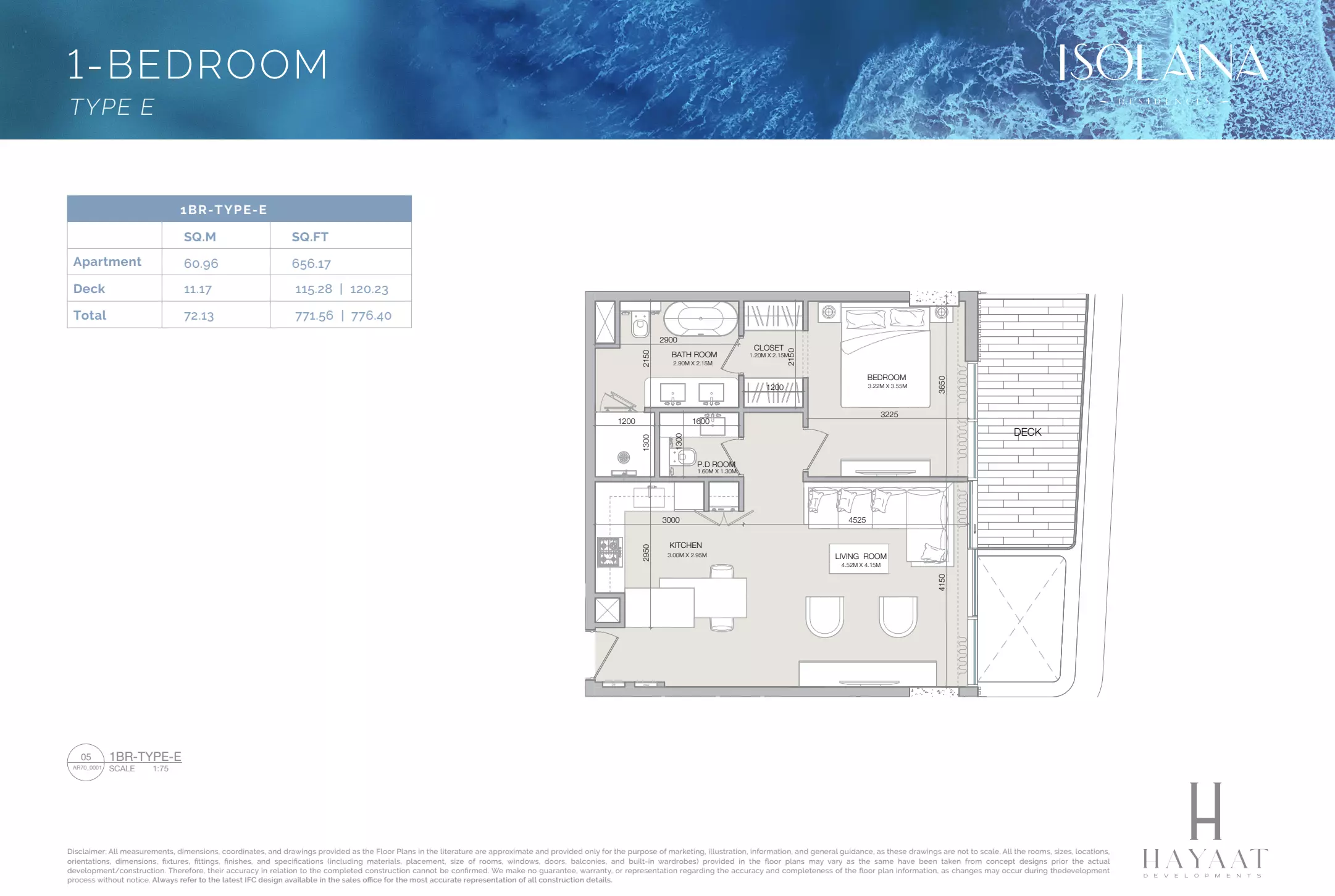 typeSize floor plan for Isolana Residences