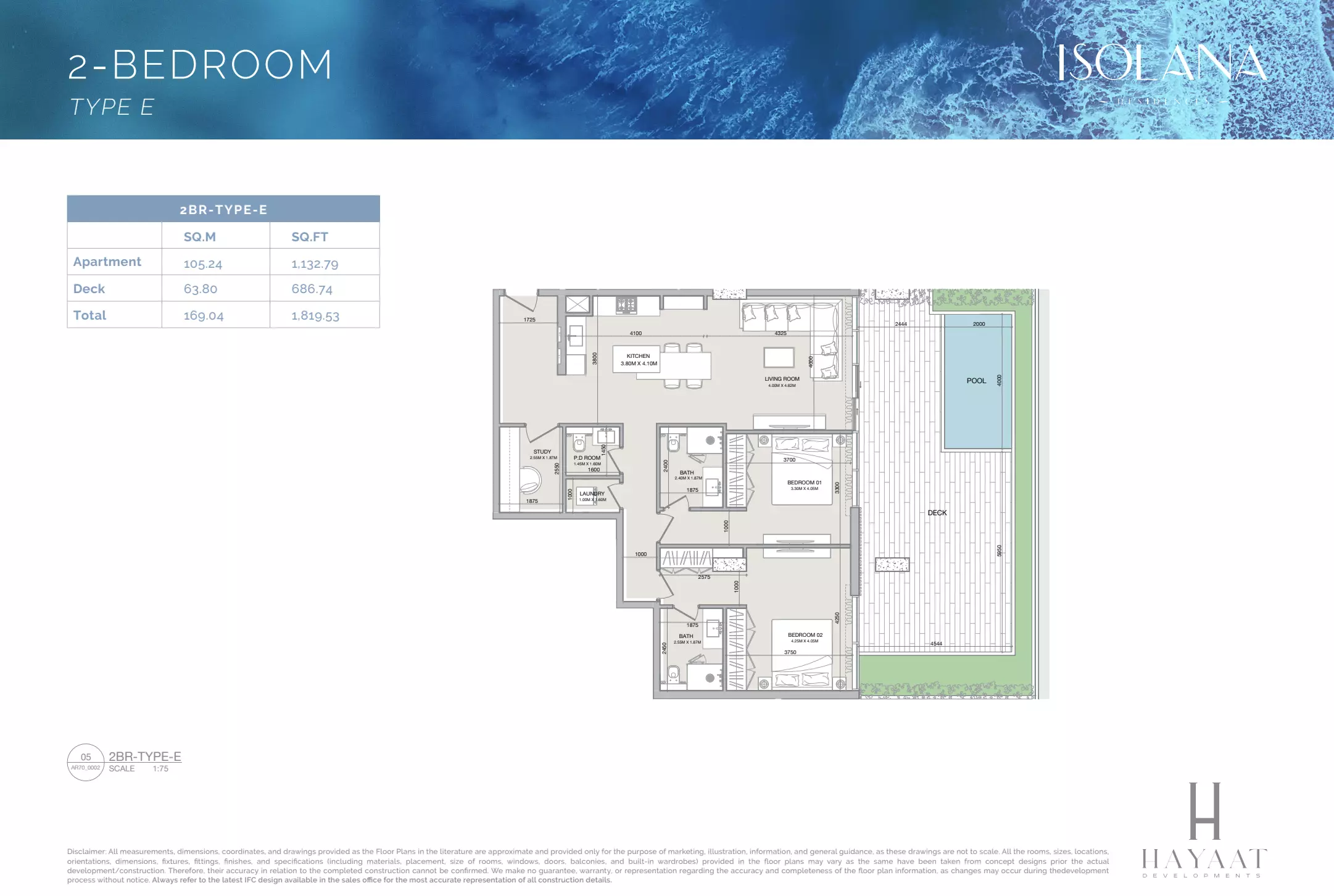 typeSize floor plan for Isolana Residences