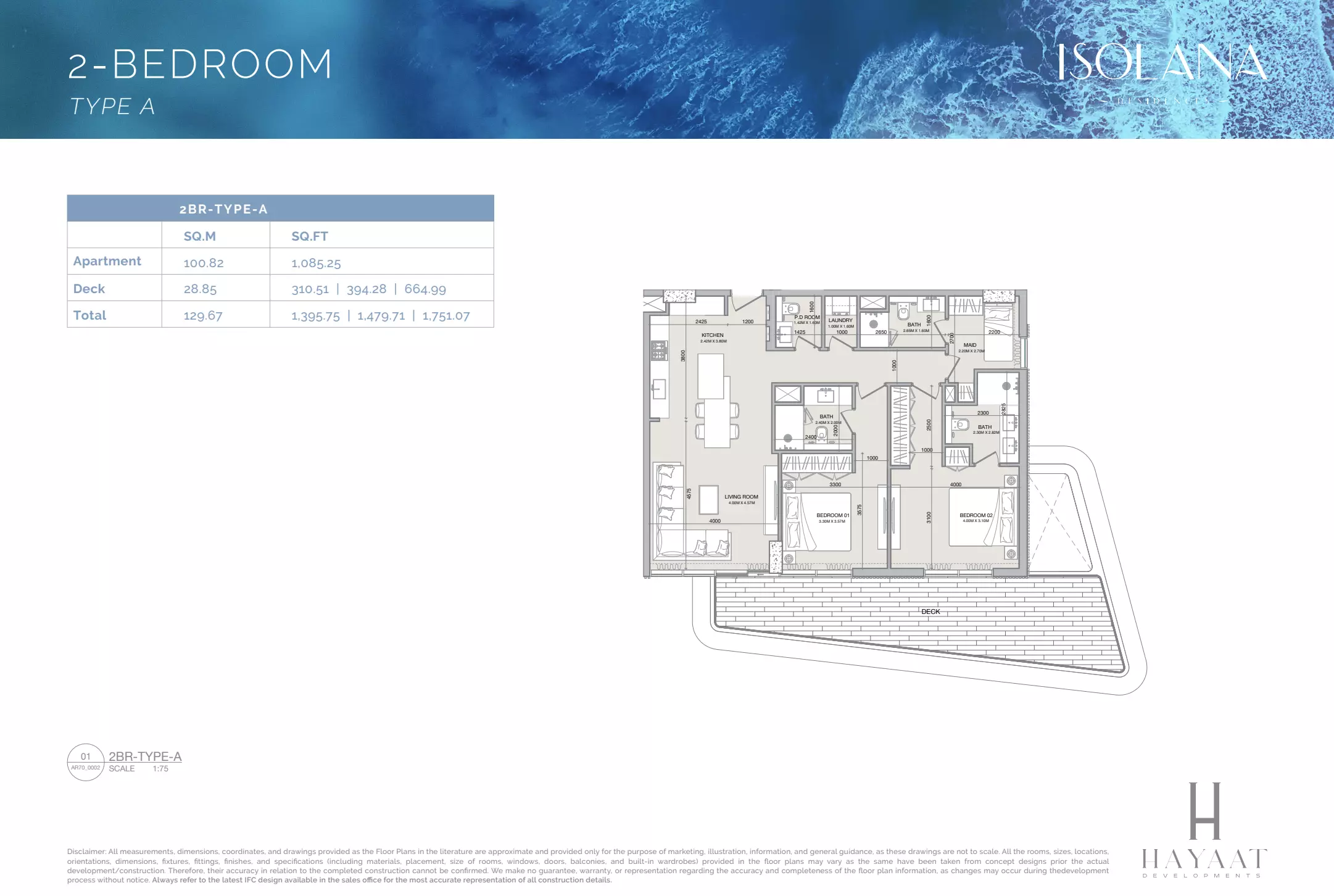 typeSize floor plan for Isolana Residences