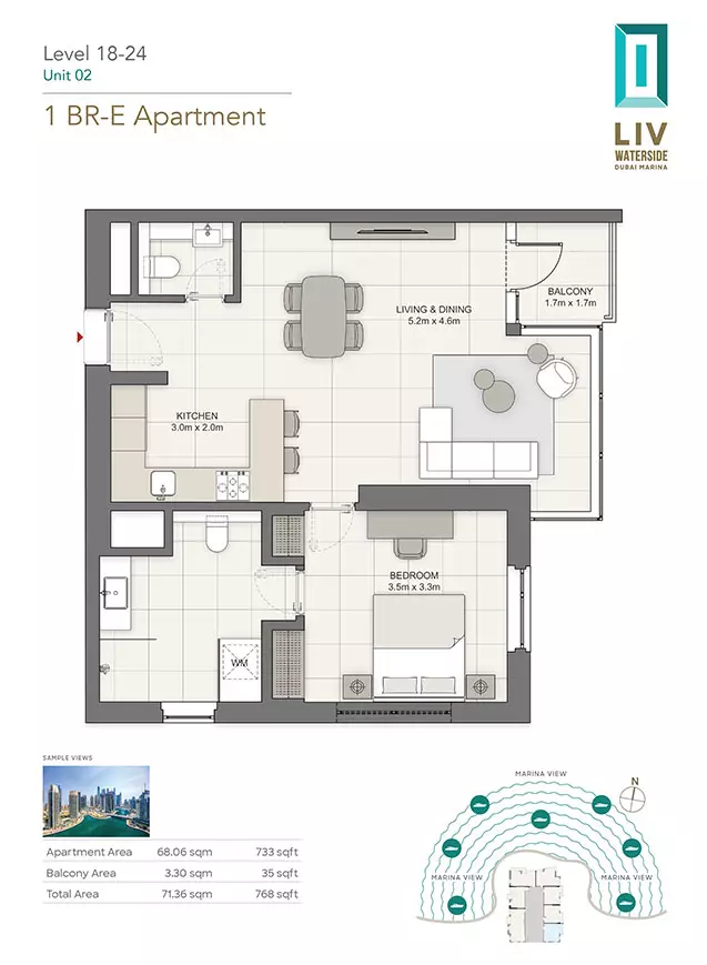 typeSize floor plan for LIV Waterside
