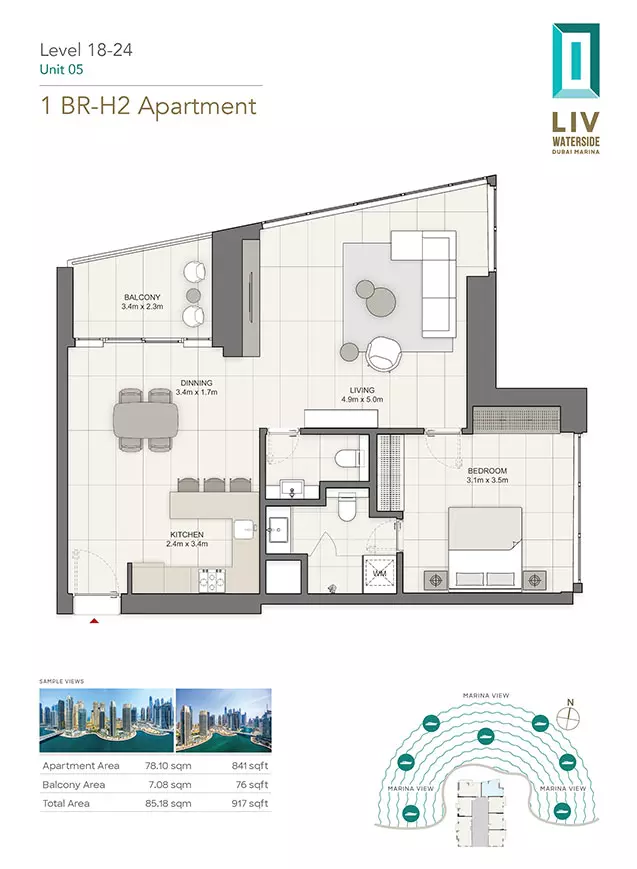 typeSize floor plan for LIV Waterside