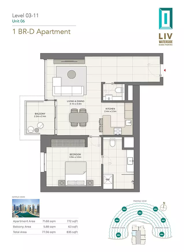 typeSize floor plan for LIV Waterside