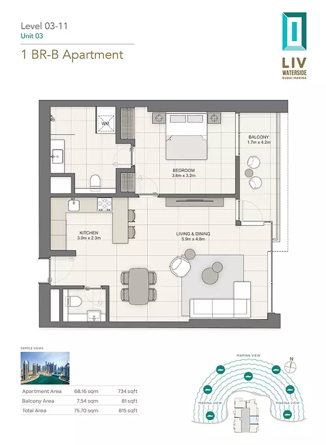 typeSize floor plan for LIV Waterside