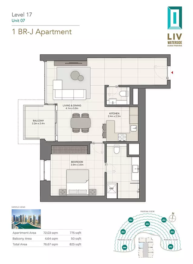 typeSize floor plan for LIV Waterside