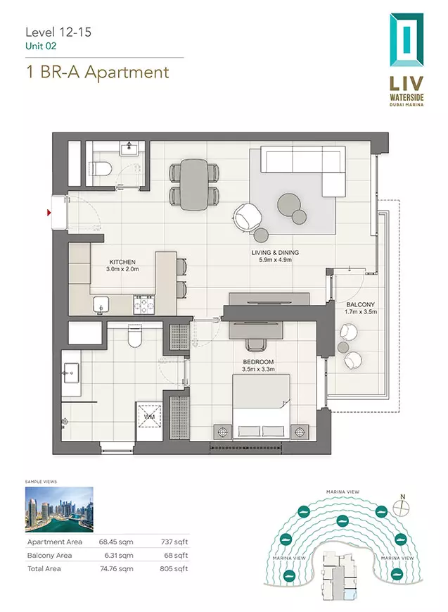 typeSize floor plan for LIV Waterside