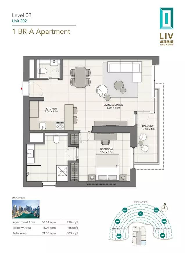 typeSize floor plan for LIV Waterside