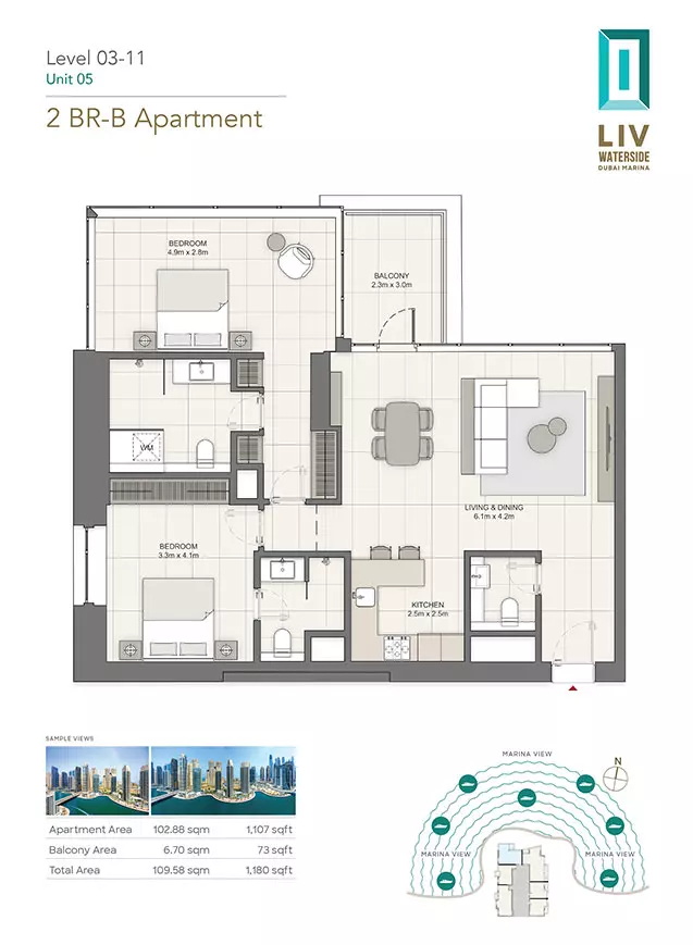 typeSize floor plan for LIV Waterside