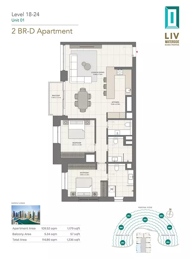 typeSize floor plan for LIV Waterside