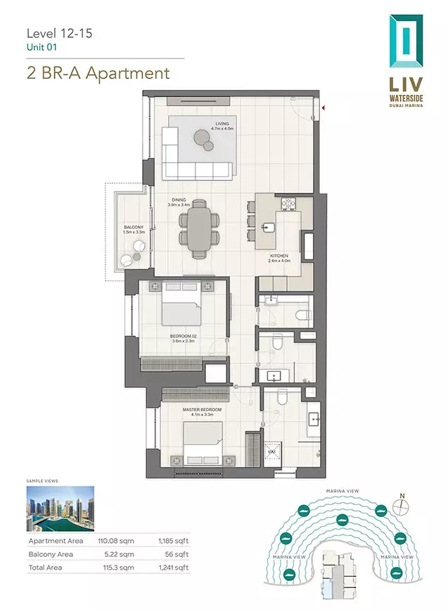 typeSize floor plan for LIV Waterside