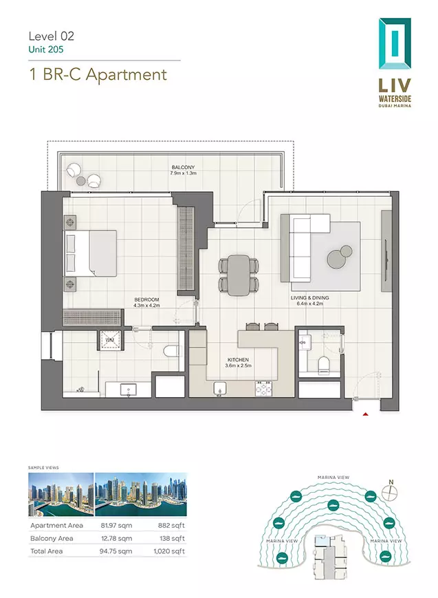 typeSize floor plan for LIV Waterside