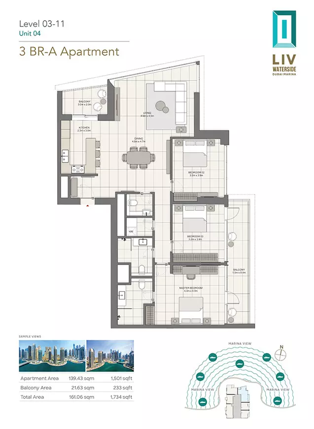 typeSize floor plan for LIV Waterside