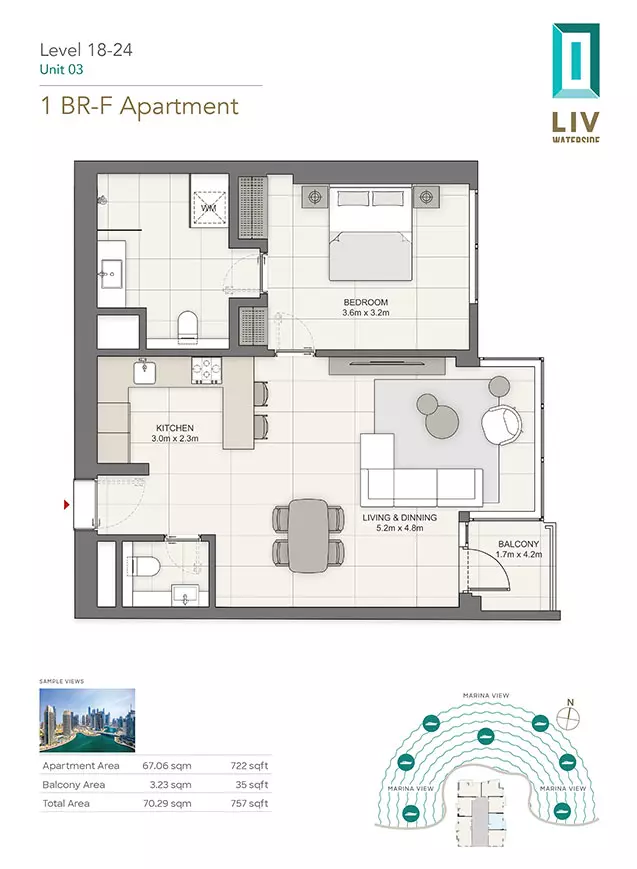 typeSize floor plan for LIV Waterside