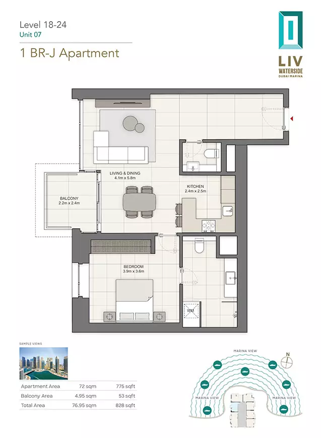typeSize floor plan for LIV Waterside