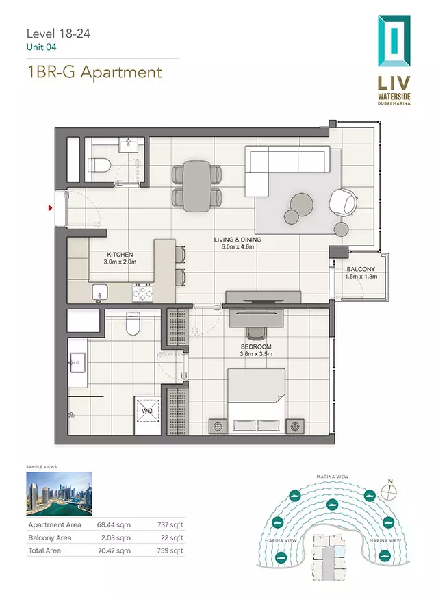 typeSize floor plan for LIV Waterside