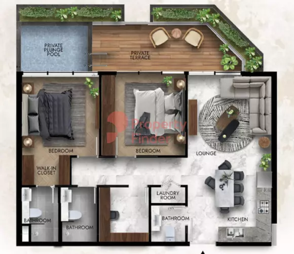 typeSize floor plan for Lucky 2 Residence