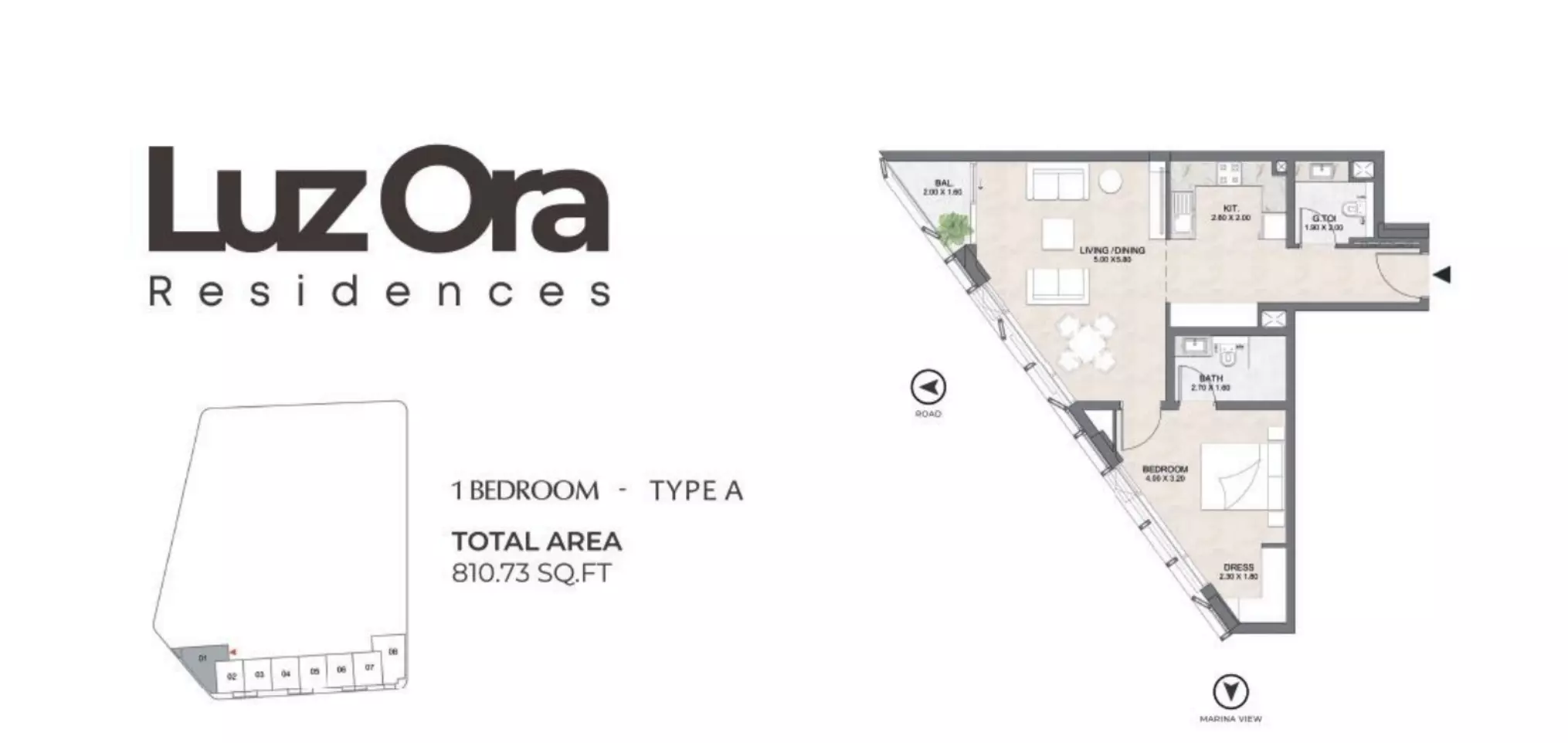 typeSize floor plan for Luzora Residences
