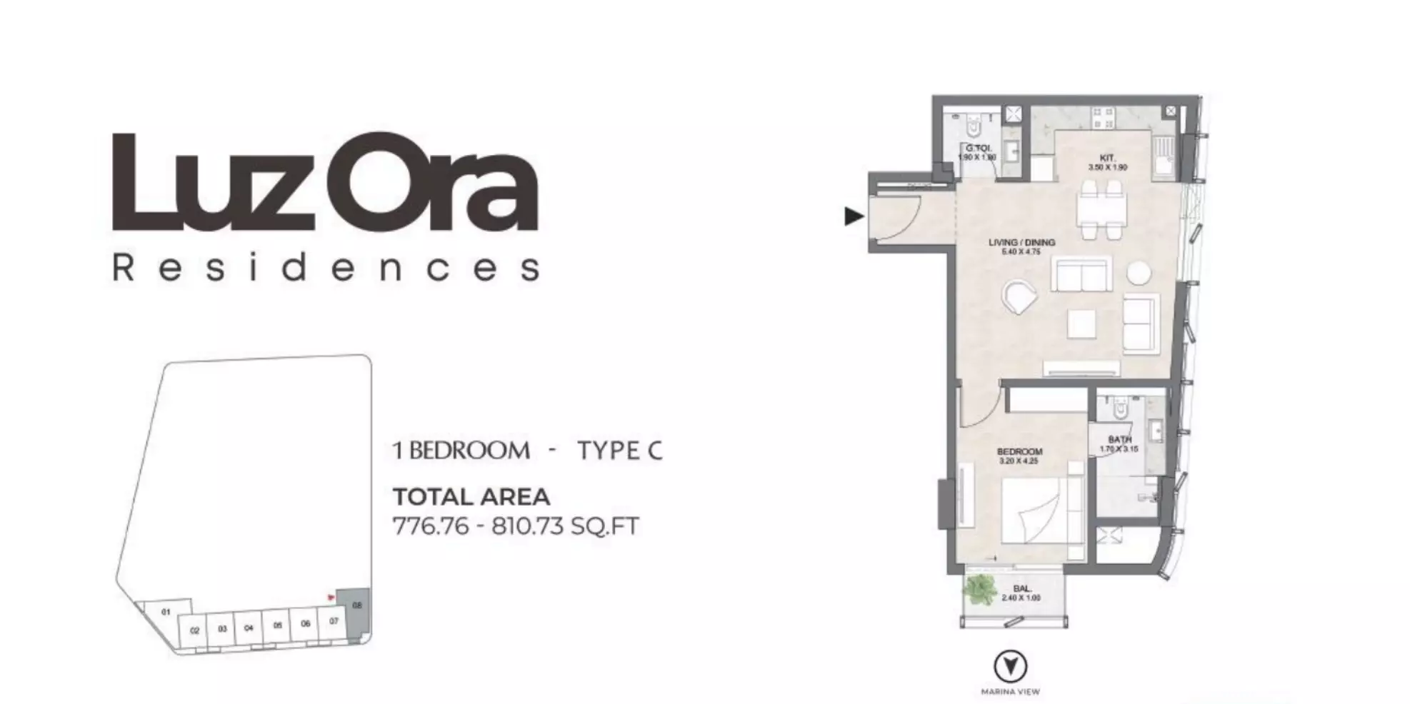 typeSize floor plan for Luzora Residences