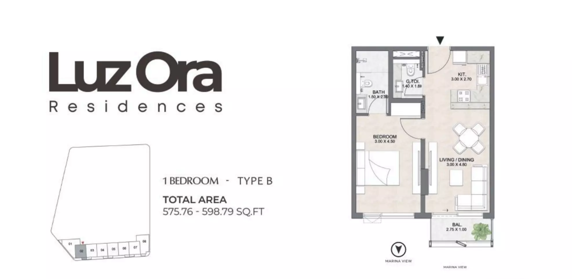 typeSize floor plan for Luzora Residences