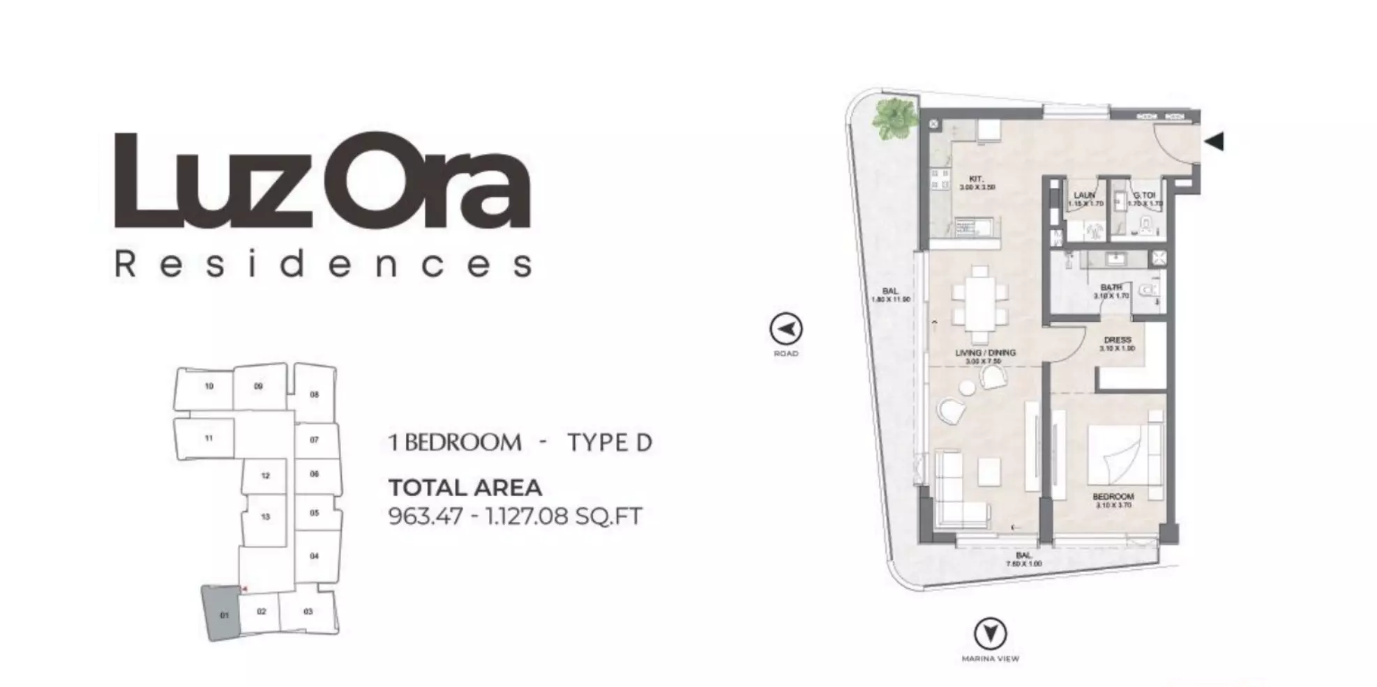typeSize floor plan for Luzora Residences