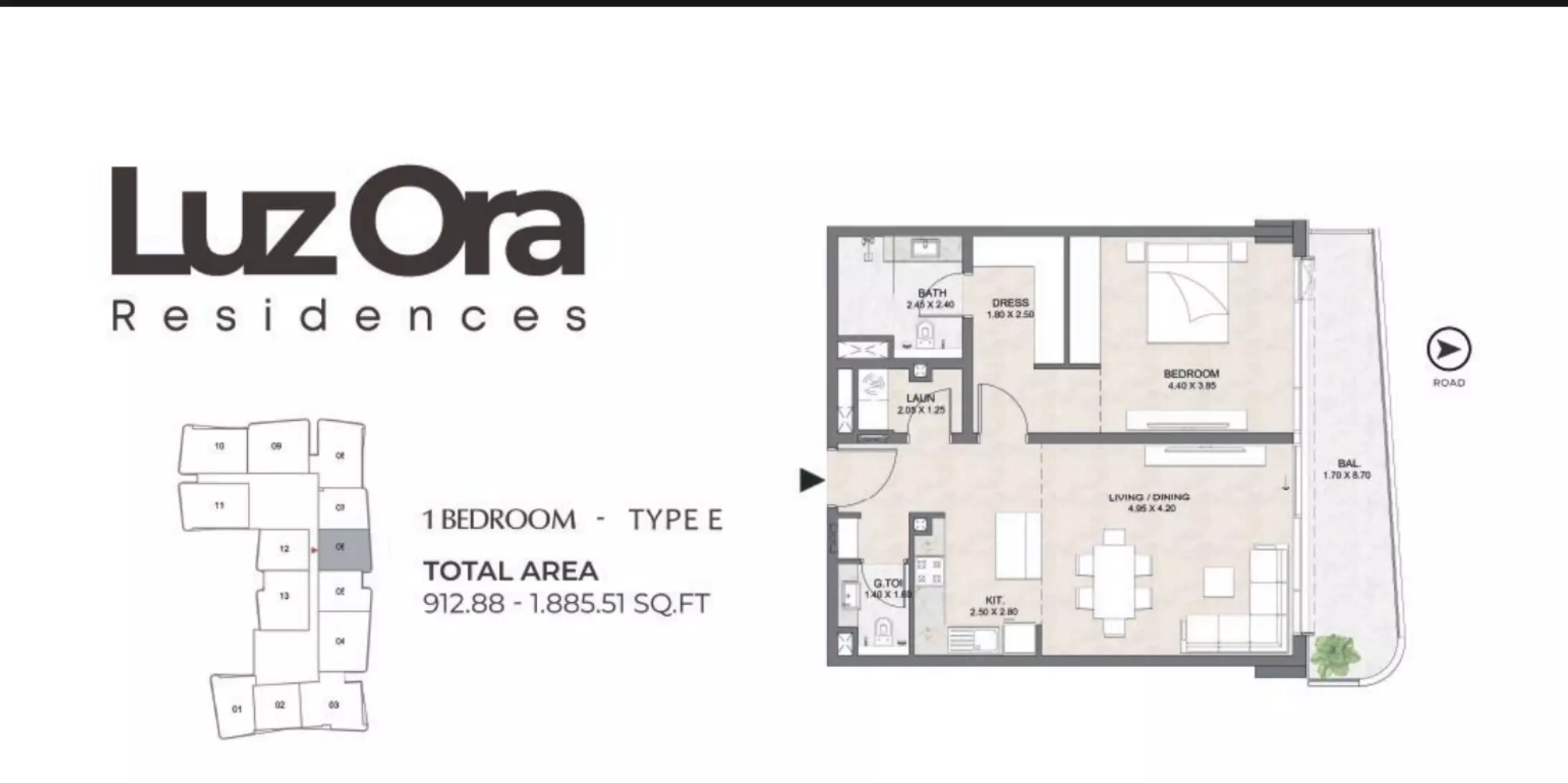typeSize floor plan for Luzora Residences