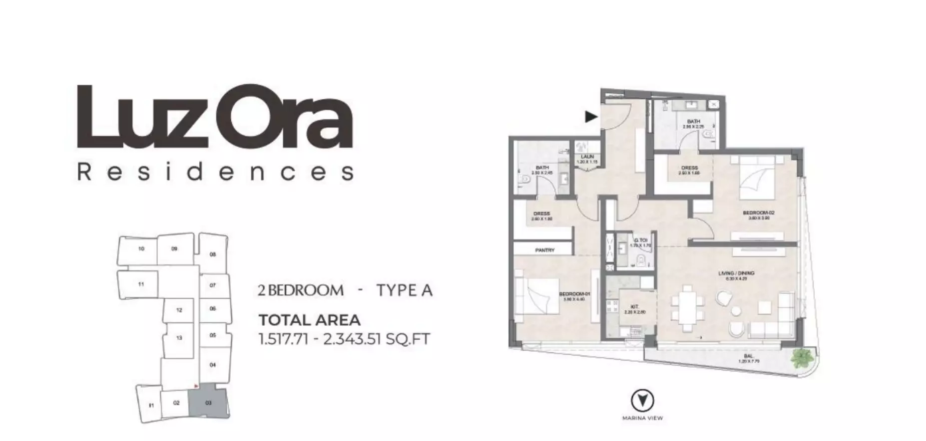 typeSize floor plan for Luzora Residences