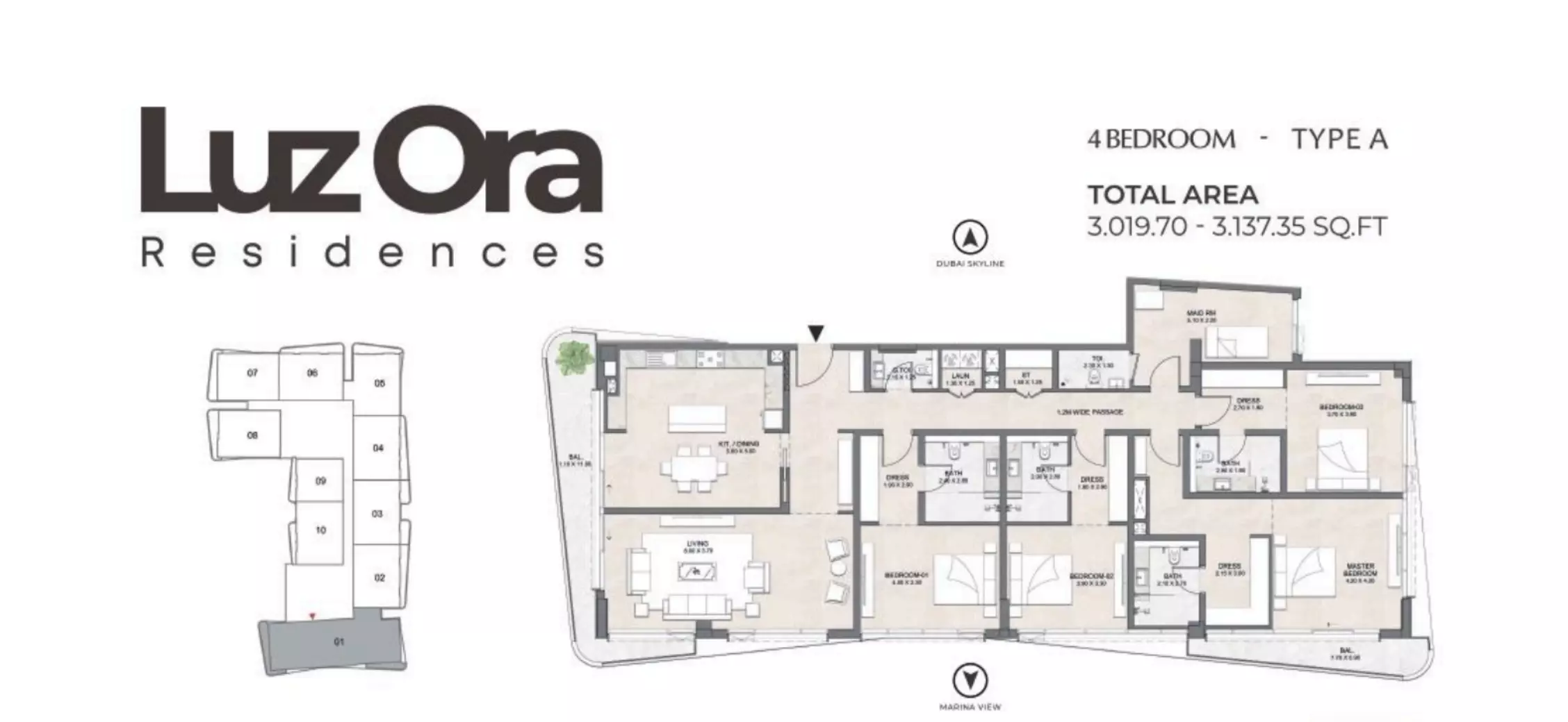 typeSize floor plan for Luzora Residences