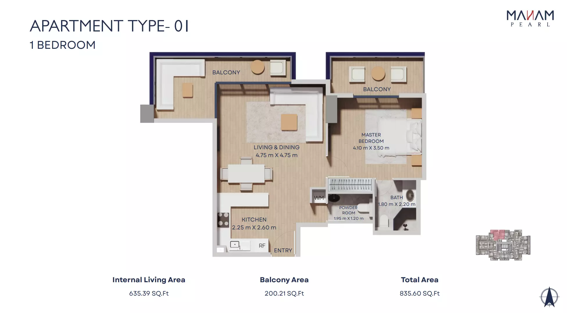 typeSize floor plan for Manam Pearl
