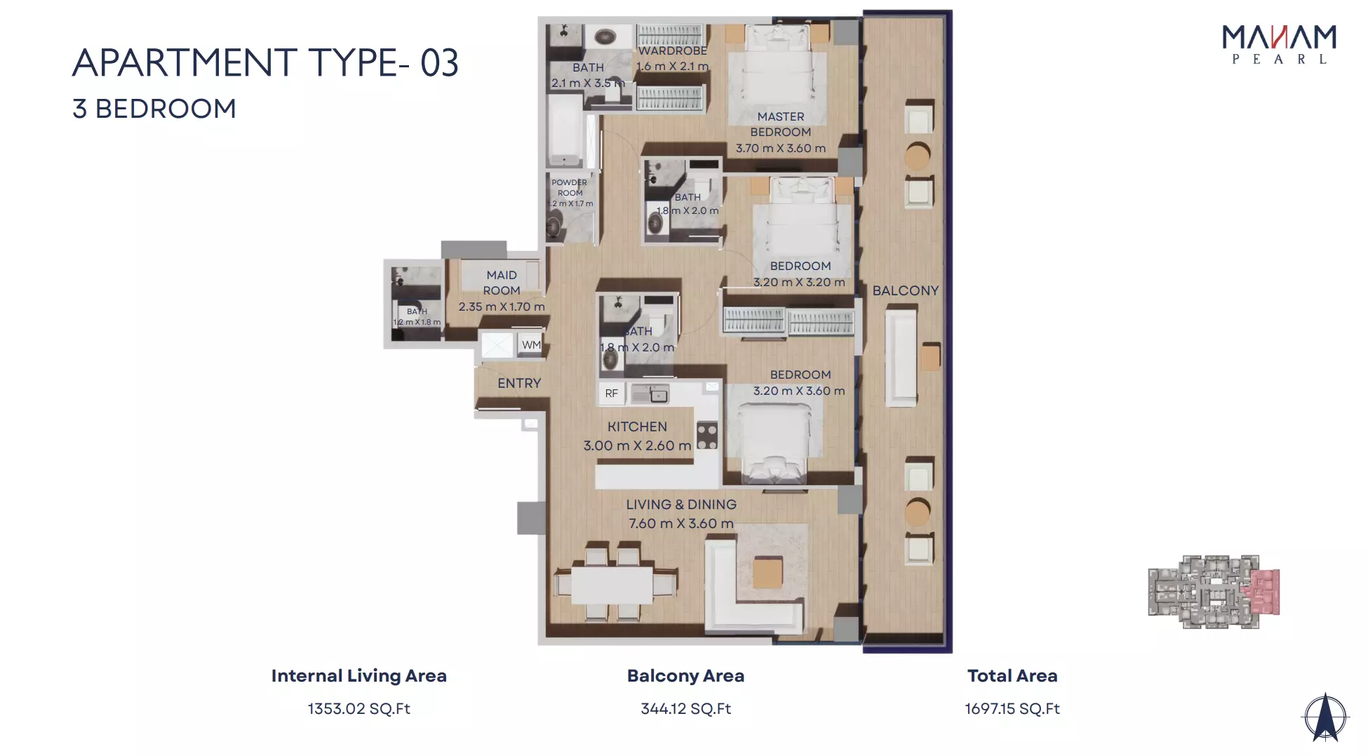 typeSize floor plan for Manam Pearl