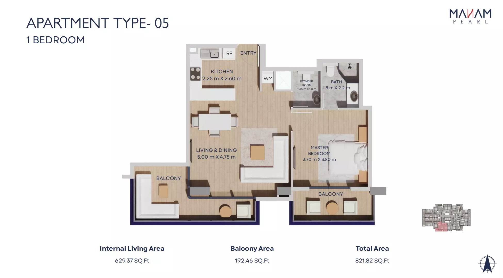 typeSize floor plan for Manam Pearl