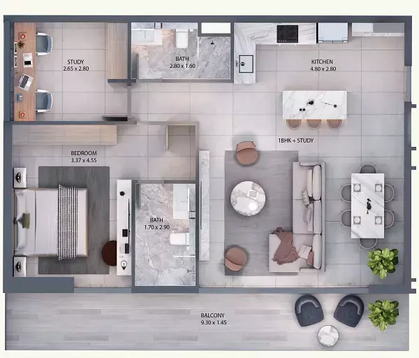 typeSize floor plan for Minati Homes 1