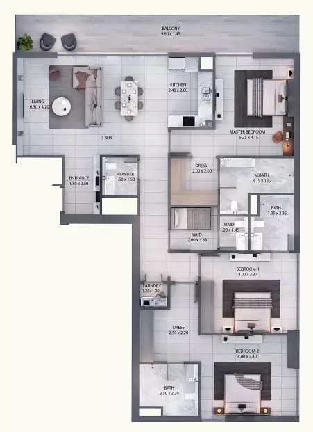 typeSize floor plan for Minati Homes 1