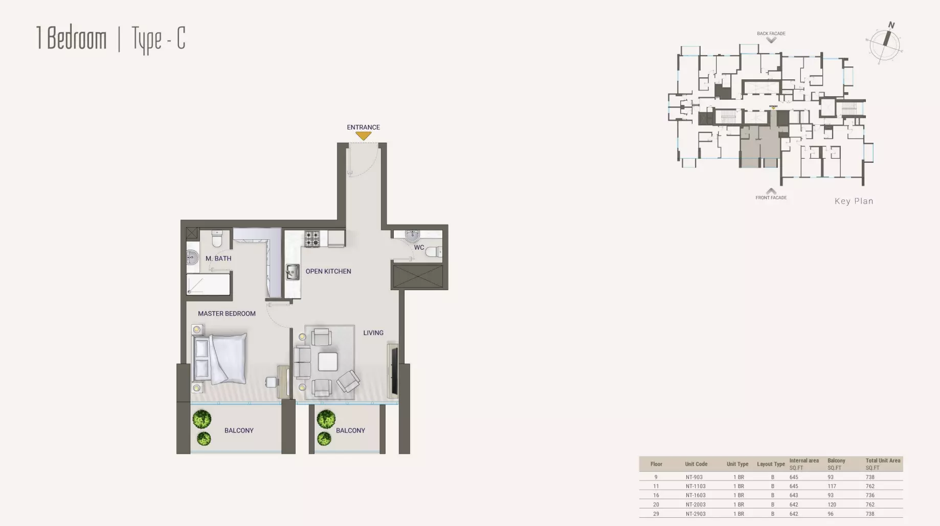 typeSize floor plan for Nexara Tower