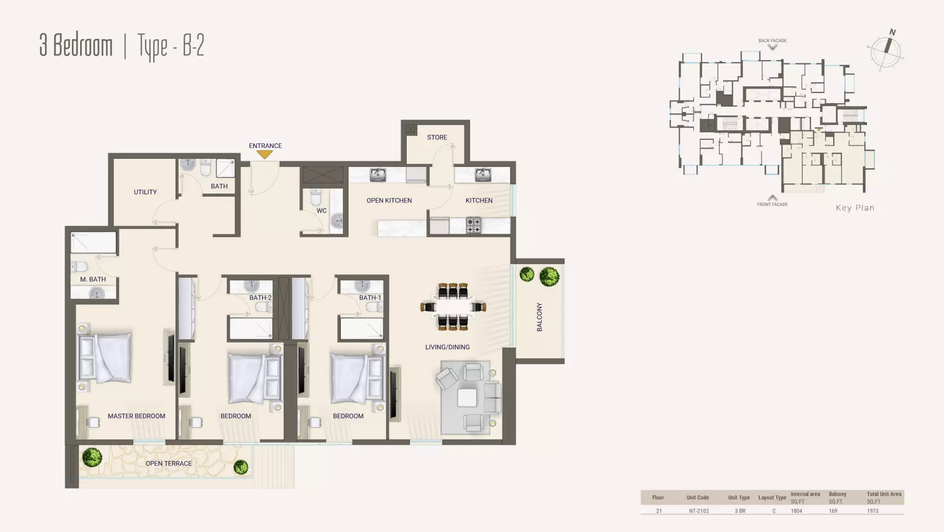typeSize floor plan for Nexara Tower