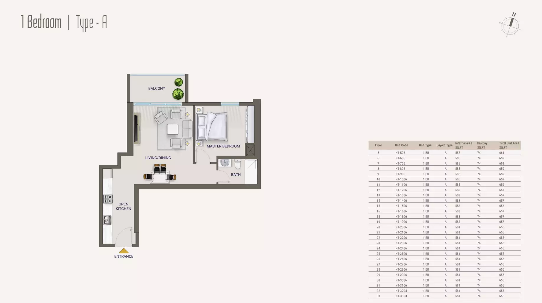 typeSize floor plan for Nexara Tower