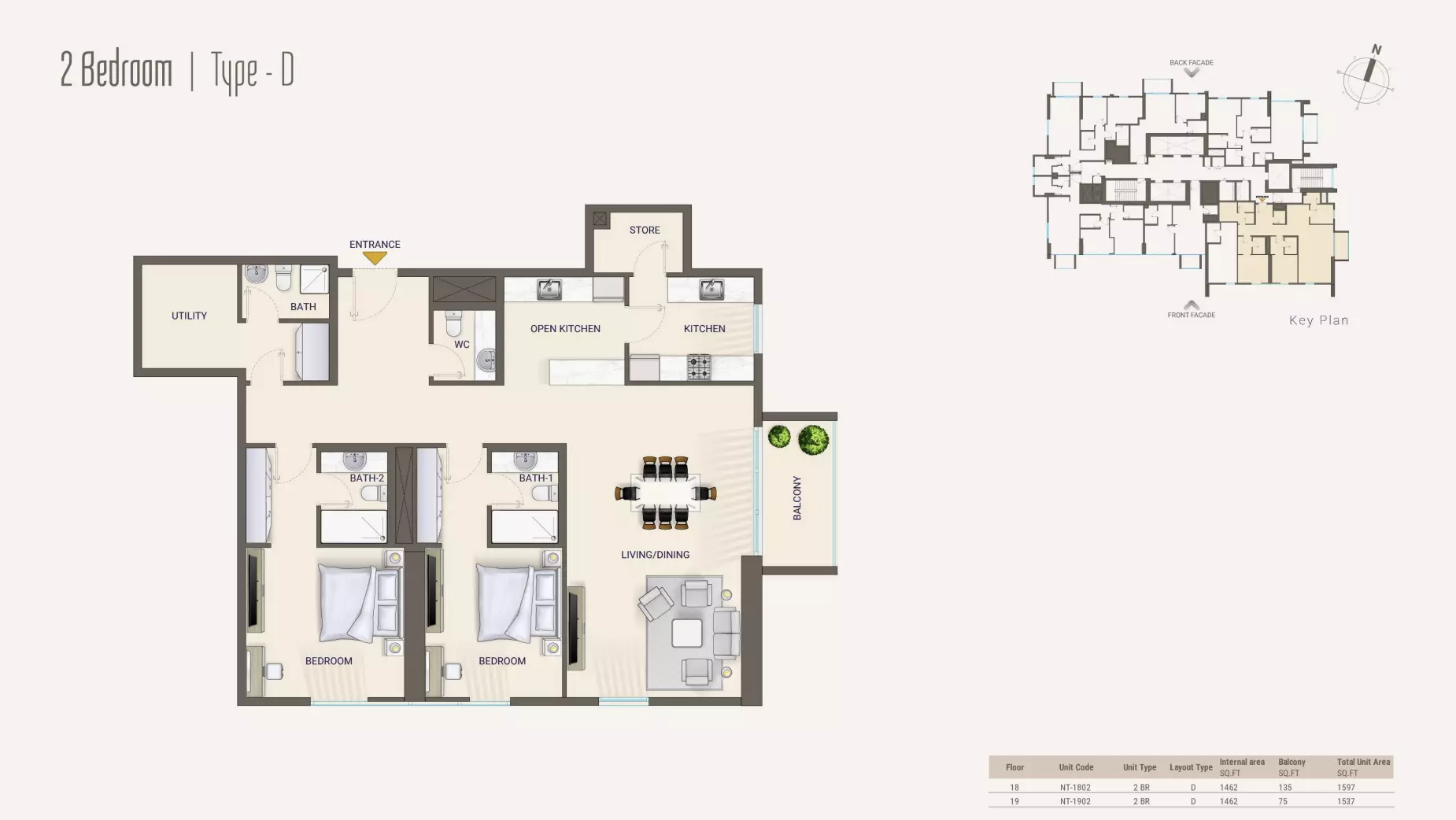 typeSize floor plan for Nexara Tower