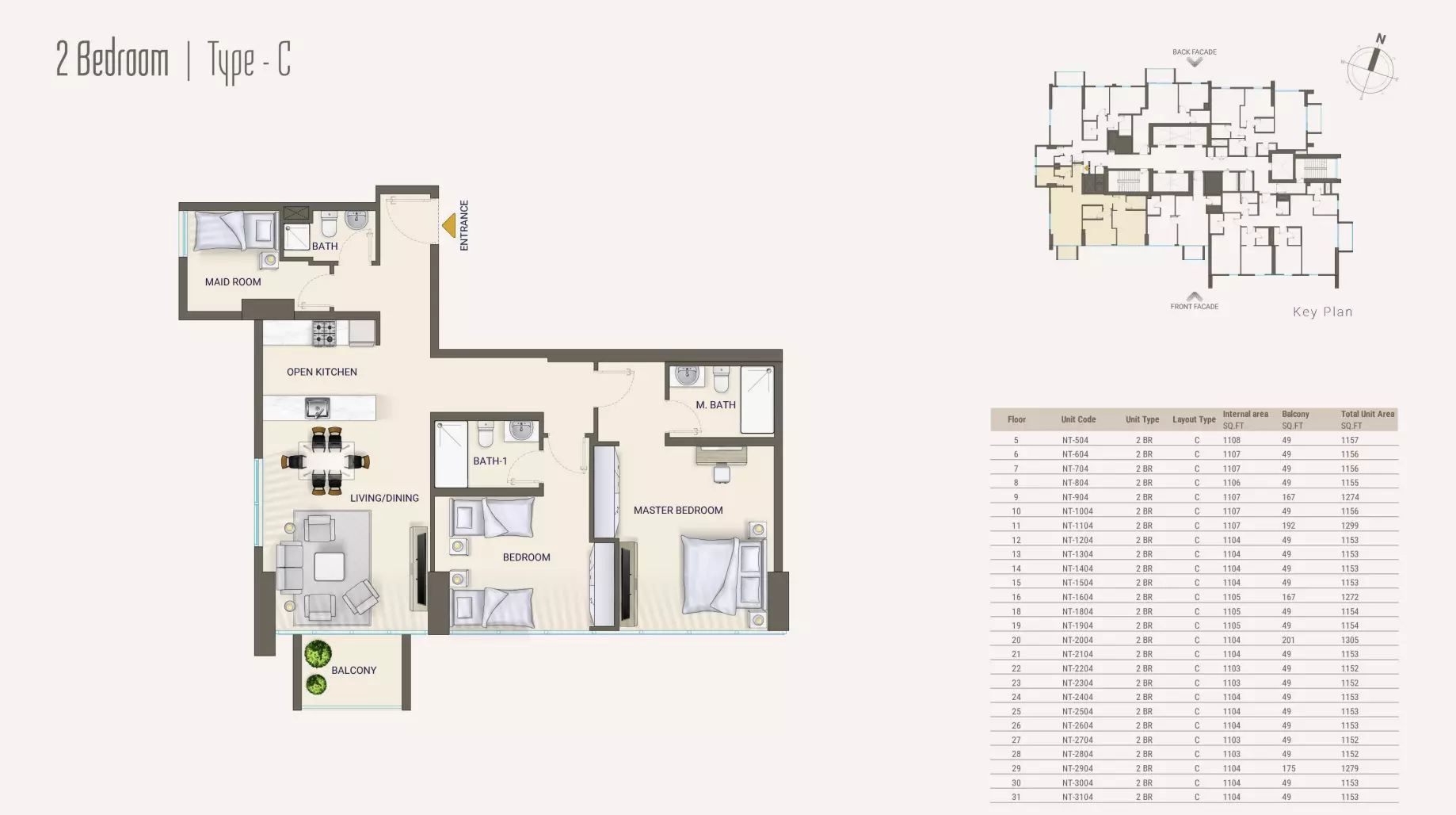 typeSize floor plan for Nexara Tower