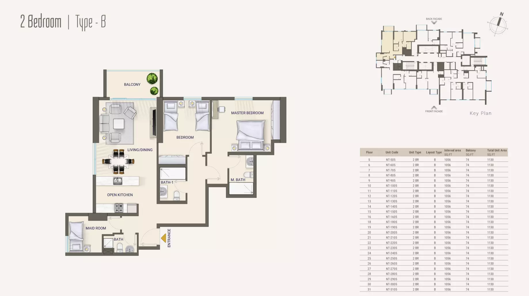 typeSize floor plan for Nexara Tower