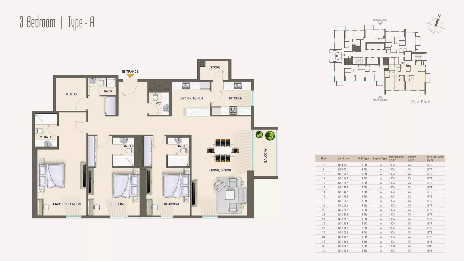 typeSize floor plan for Nexara Tower